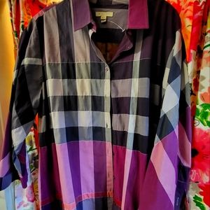 BURBERRY blouse  XL euc Purple, plaid